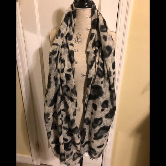 Leopard And Black and White Floral Scarf - Picture 4 of 5